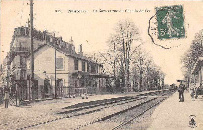 Carte postale ancienne Nanterre La Gare Et Rue Du Chemin De Fer à Nanterre