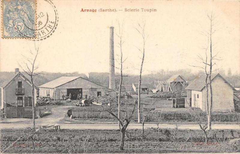Carte postale ancienne Arnage Scierie Toupin à Arnage
