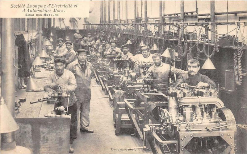 Carte postale ancienne Paris Ve Societe Anonyme D'Electricite Et D'Automobiles Essai Des Moteurs à Paris 5e