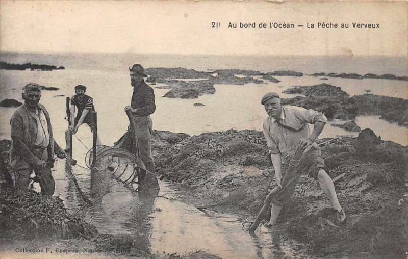 Carte postale ancienne Au Bord De L'Ocean La Peche Aux Verveux
