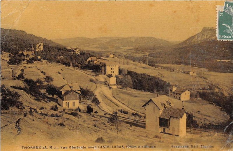 Carte postale ancienne Thorenc Vue Generale Avec Castellaras (cpa émaillée à Castellar