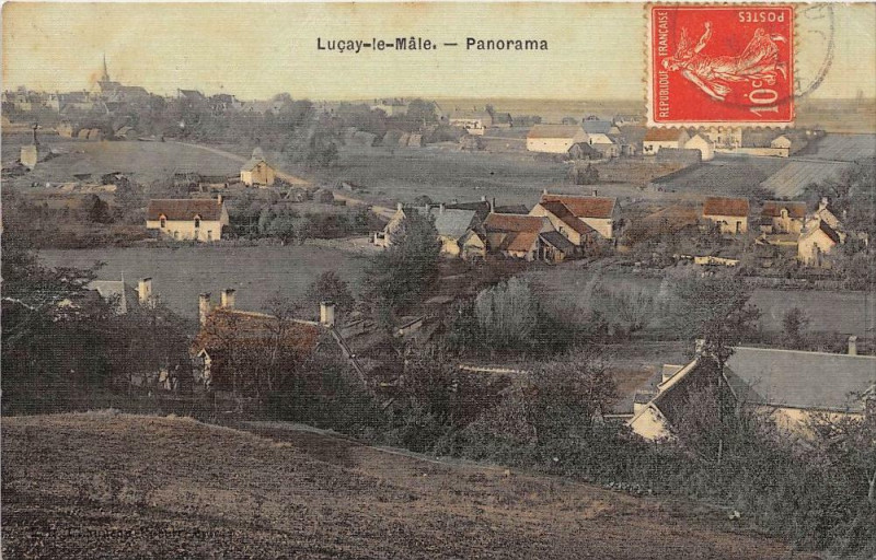 Carte postale ancienne Lucy Le Male Panorama (cpa toilée émaillée