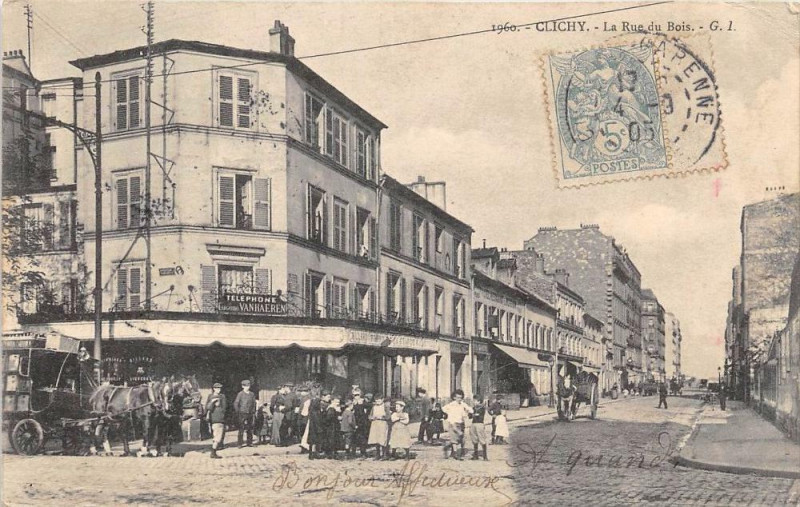 Carte postale ancienne La Rue du Bois à Clichy