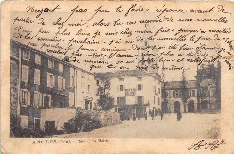 Carte postale ancienne Angles Place De La Mairie (dos non divisé) à Anglès