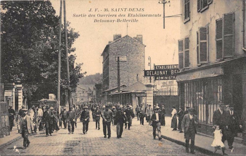 Carte postale ancienne Saint Denis Sortie Des Ouvriers Des Etablissements Delaunay Belleville à Saint-Denis