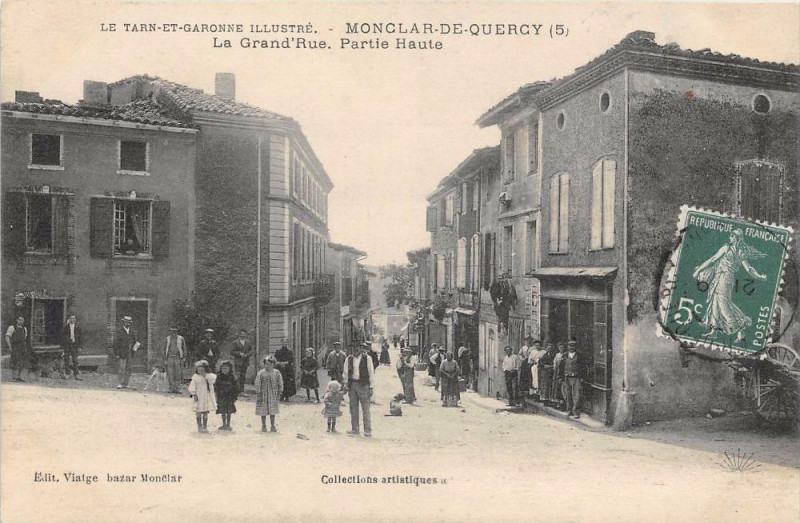 Carte postale ancienne Monclar De Quercy La GRAND´RUE Partie Haute à Monclar-de-Quercy