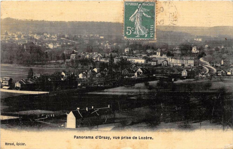 Carte postale ancienne Panorama D'Orsay Vue Prise De Lozere (cpa toilée émaillée à Orsay