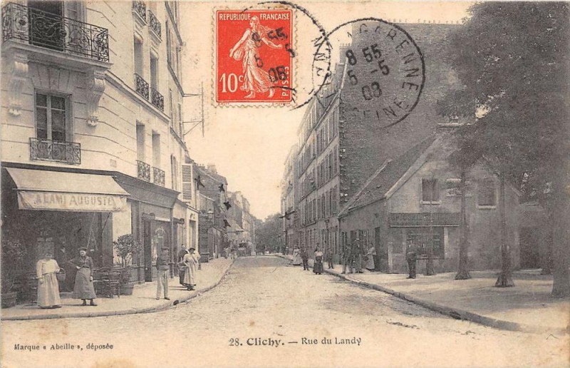 Carte postale ancienne Rue du Landy à Clichy