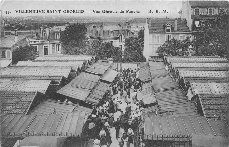 Carte postale ancienne Villeneuve Saint Georges Vue Generale Du Marche à Villeneuve-Saint-Georges