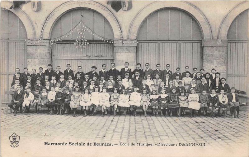 Carte postale ancienne Harmonie Sociale De Bourges Ecole De Musique à Bourges