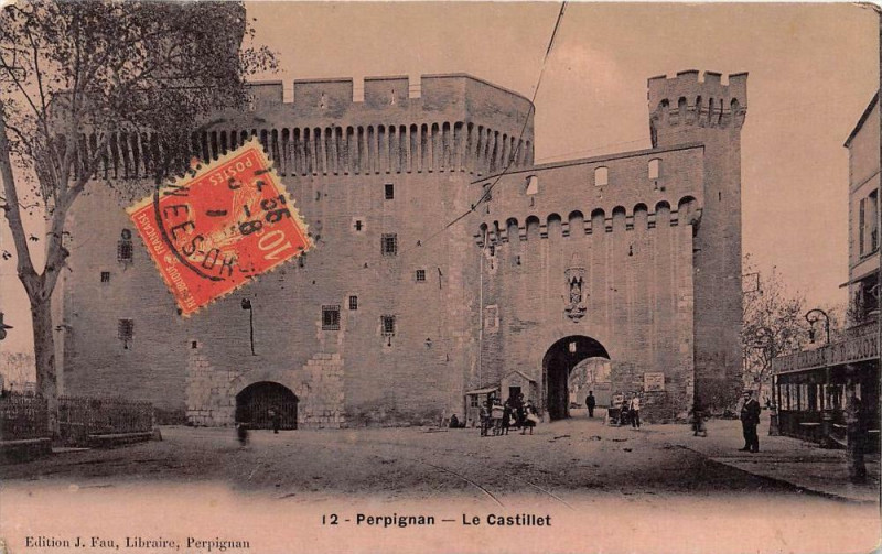 Carte postale ancienne Perpignan Le Castillet (cpa Fau émail à Perpignan