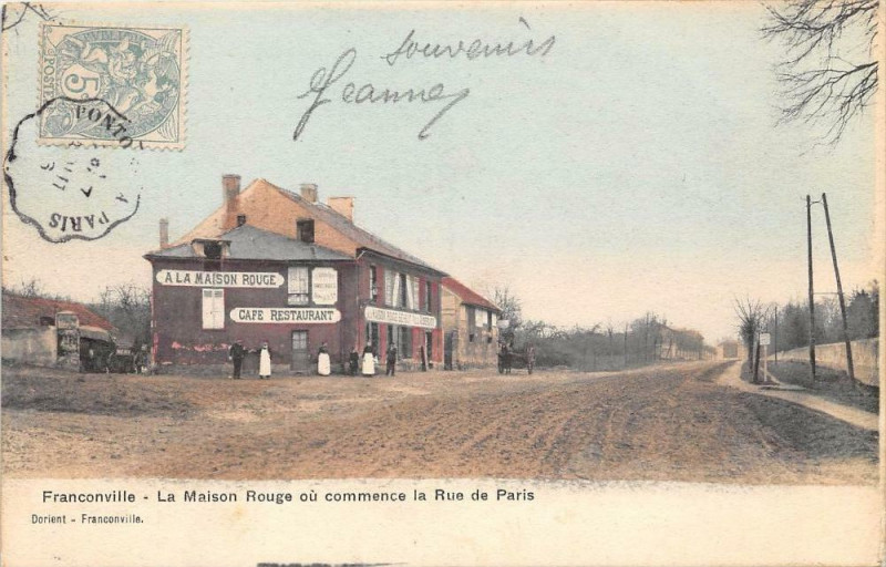 Carte postale ancienne La Maison Rouge où commence la Rue de Paris à Franconville