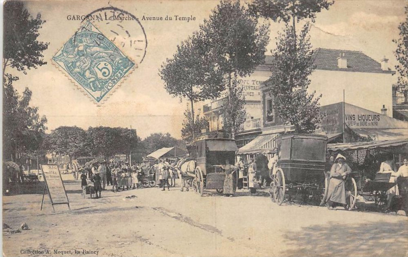 Carte postale ancienne Gargan Le Marche Avenue Du Temple (cliché pas courant