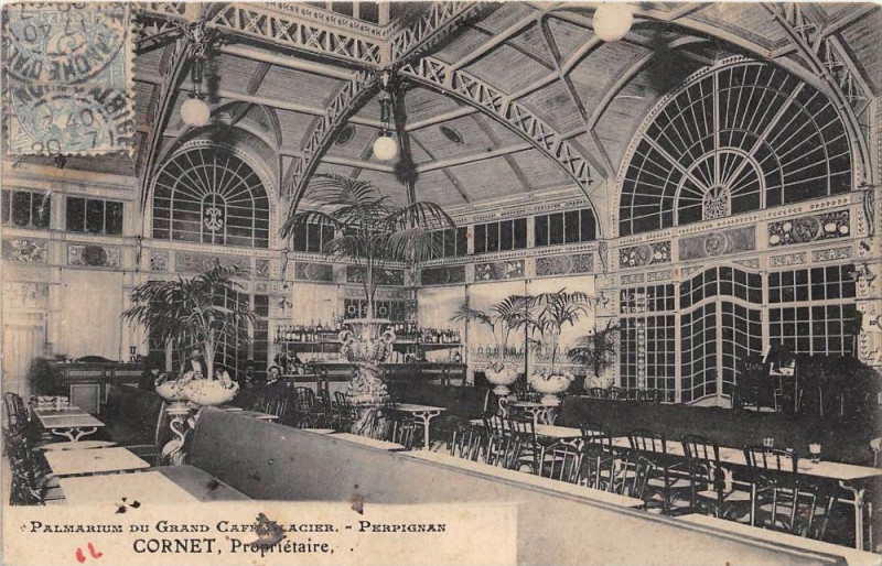 Carte postale ancienne Perpignan Palmarium Du Grand Cafe Glacier Cornet Proprietaire à Perpignan