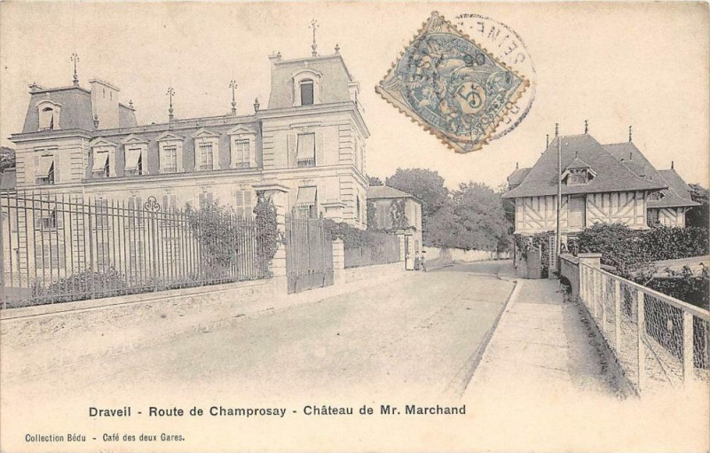 Carte postale ancienne Draveil Route De Champrosay Chateau De Mr Marchand (pas courante à Draveil
