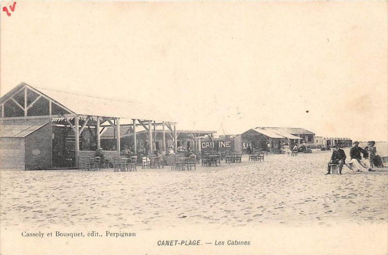 Carte postale ancienne Canet Plage Les Cabines (cliché pas courant éditeur Cassoly à Ur