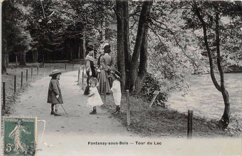 Carte postale ancienne Fontenay Sous Bois Tour Du Lac (rare cpa émaillée à Fontenay-sous-Bois