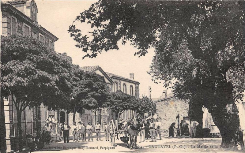 Carte postale ancienne Tautavel La Mairie Et La Poste à Tautavel
