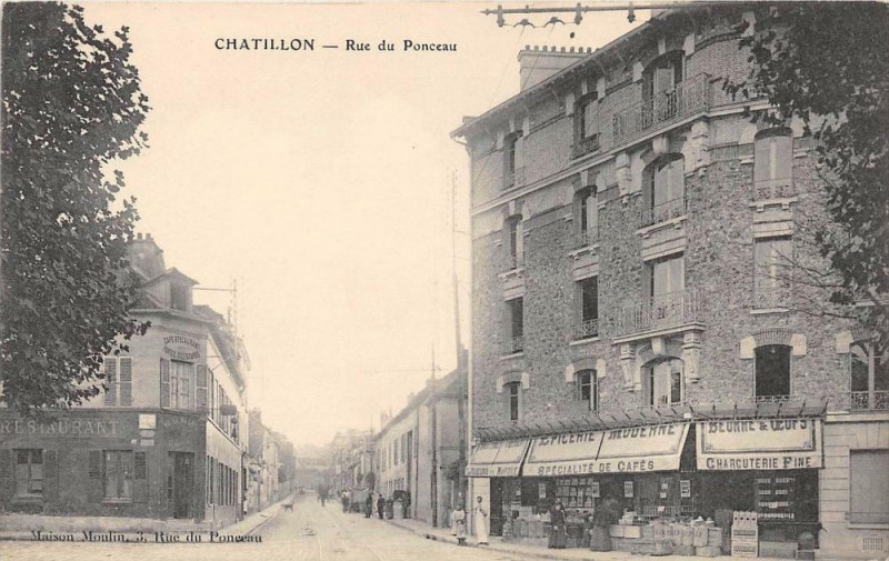 Carte postale ancienne Chatillon Rue Du Ponceau à Châtillon