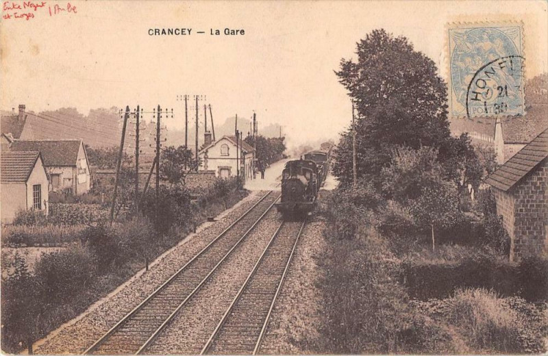 Carte postale ancienne Crancey La Gare (Train à Crancey