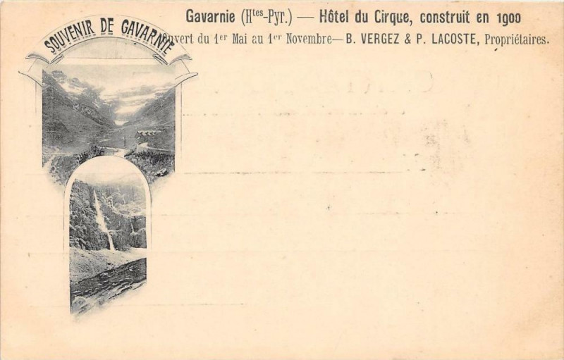 Carte postale ancienne Gavarnie Hotel Du Cirque B.vergez Et P.lacoste (dos non divisé) Cpa Precu à Gez