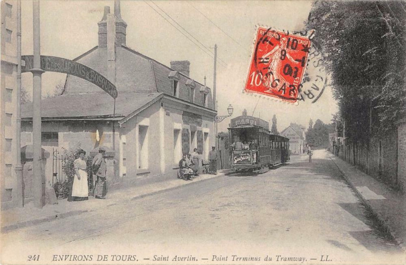 Carte postale ancienne Env.de Tours Saint Avertin Point Terminus Du Tramway (Train à Tours