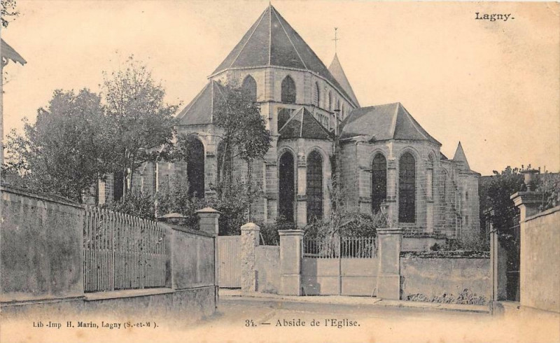 Carte postale ancienne Lagny Abside Eglise (dos non divisé)