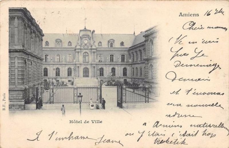 Carte postale ancienne Amiens Hotel De Ville (dos non divisé) Pionniere Type Sage Au Verso à Amiens