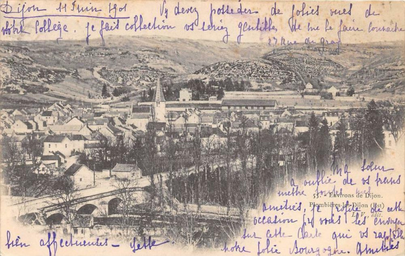 Carte postale ancienne Les Environs De Dijon Plombieres (dos non divisé) à Dijon