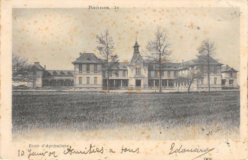 Carte postale ancienne Rennes Ecole D'Agriculture (dos non divisé) à Rennes