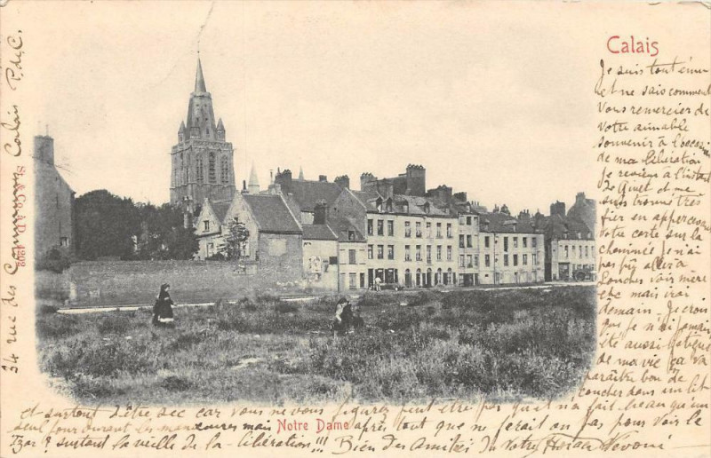 Carte postale ancienne Calais Notre Dame (dos non divisé) à Calais