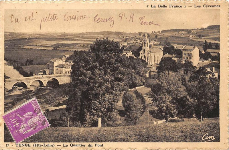 Carte postale ancienne Tence Le Quartier Du Pont à Tence