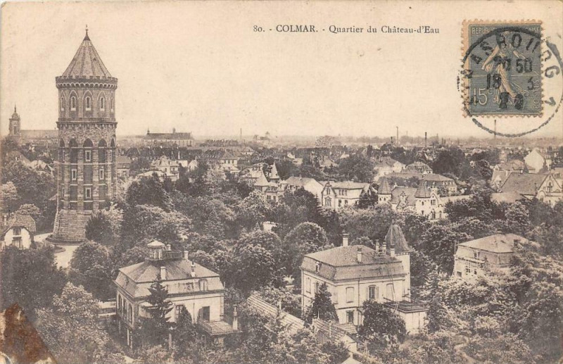 Carte postale ancienne Colmar Quartier Du Chateau D'Eau à Colmar