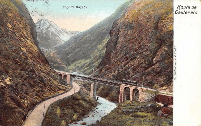 Carte postale ancienne Route De Cauterets Pont De Mayaba (dos non divisé) à Cauterets