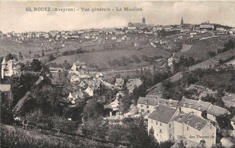 Carte postale ancienne Rodez Vue Generale La Mouline à Rodez