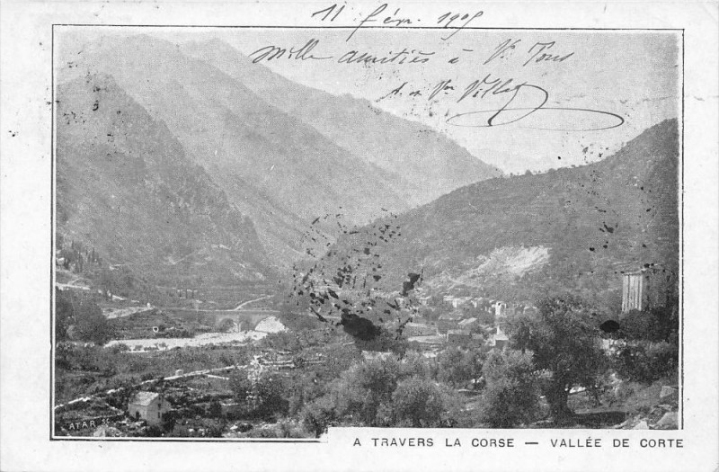 Carte postale ancienne 20 Corse A Travers La Corse Vallee De Corte (dos non divisé) à Corte