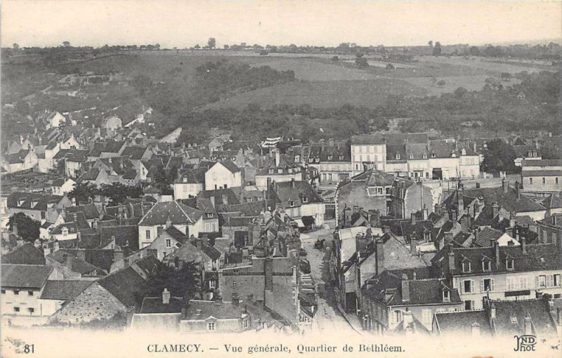 Carte postale ancienne Clamecy Vue Generale Quartier De Bethleem à Clamecy