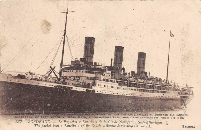 Carte postale ancienne Bordeaux Le Paquebot Lutetia à Bordeaux