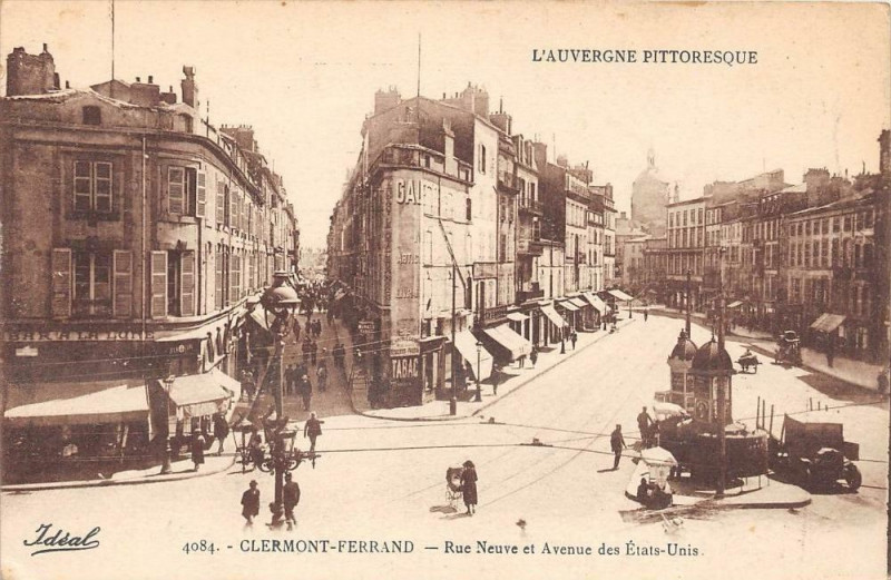 Carte postale ancienne Clermont Ferrand Rue Neuve Avenue Des Etats Unis à Clermont-Ferrand