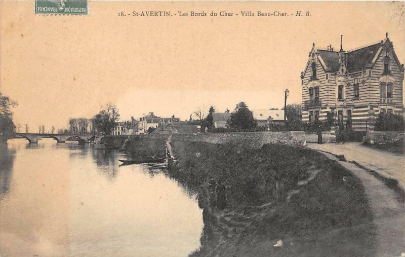 Carte postale ancienne Saint Avertin Les Bords Du Cher Villa Beau Cher