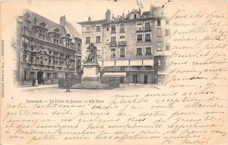 Carte postale ancienne Grenoble Palais De Justice (dos non divisé) à Grenoble