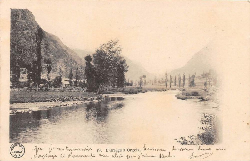 Carte postale ancienne L'Oriege A Orgeix (dos non divisé) à Orgeix