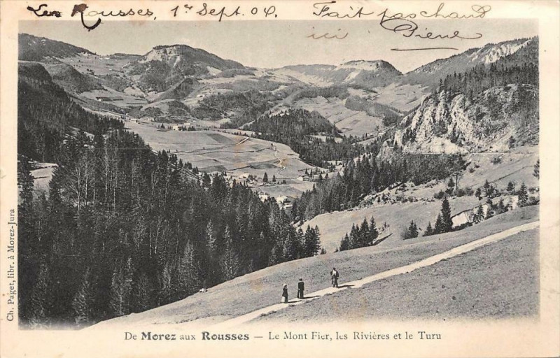 Carte postale ancienne De Morez Aux Rousses Le Mont Fier Les Rivieres Et Turu (dos non divisé)