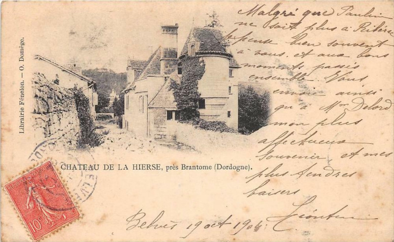 Carte postale ancienne Chateau De La Hierse Pres Brantome (dos non divisé)