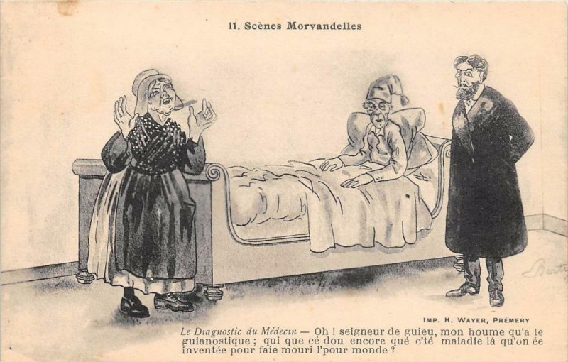 Carte postale ancienne Scenes Morvandelles Le Diagnostic Du Medecin