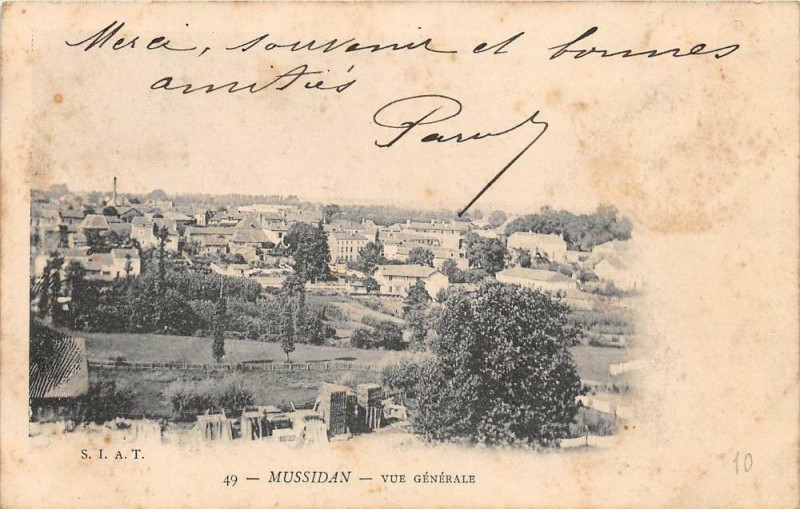 Carte postale ancienne Mussidan Vue Generale (dos non divisé) à Mussidan