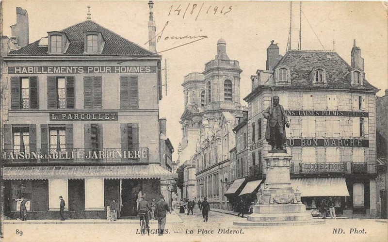 Carte postale ancienne Langres Laplace Diderot à Langres