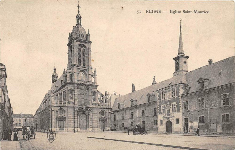 Carte postale ancienne Reims Eglise St Maurice (frais de port offert à Reims
