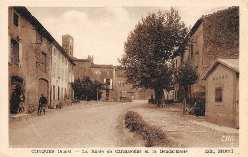 Carte postale ancienne Conques Sur Orbiel Route De Carcassonne (frais de port offert à Carcassonne