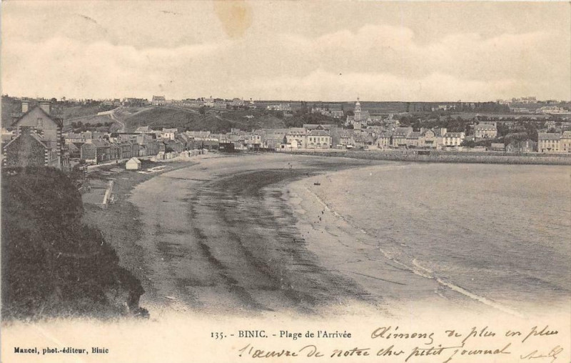 Carte postale ancienne Binic Plage De L'Arrivee (dos non divisé)
